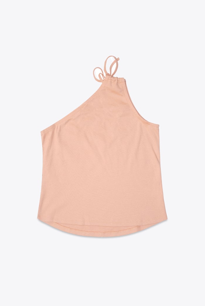 Knotted One Shoulder Rib Vest
