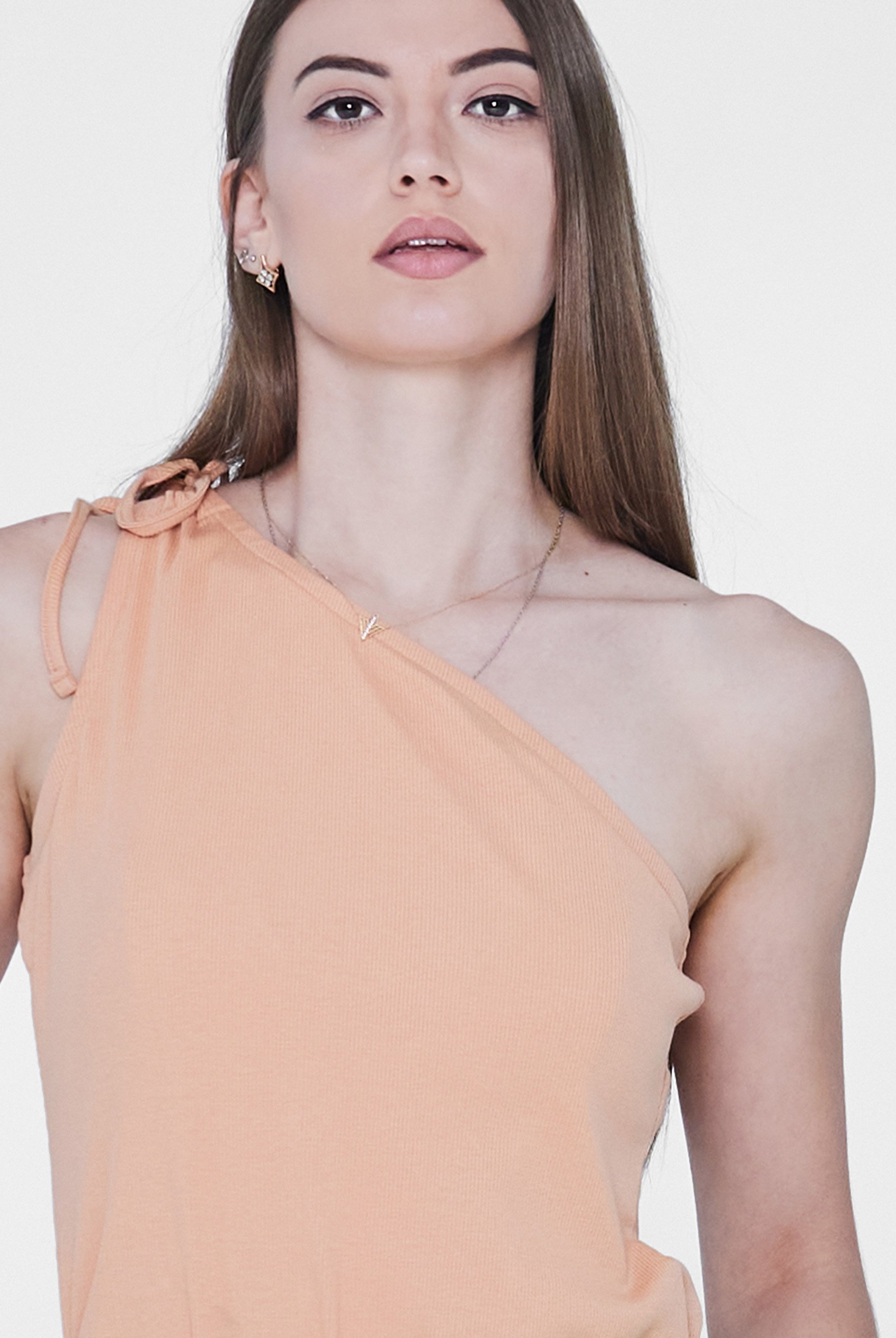 Knotted One Shoulder Rib Vest
