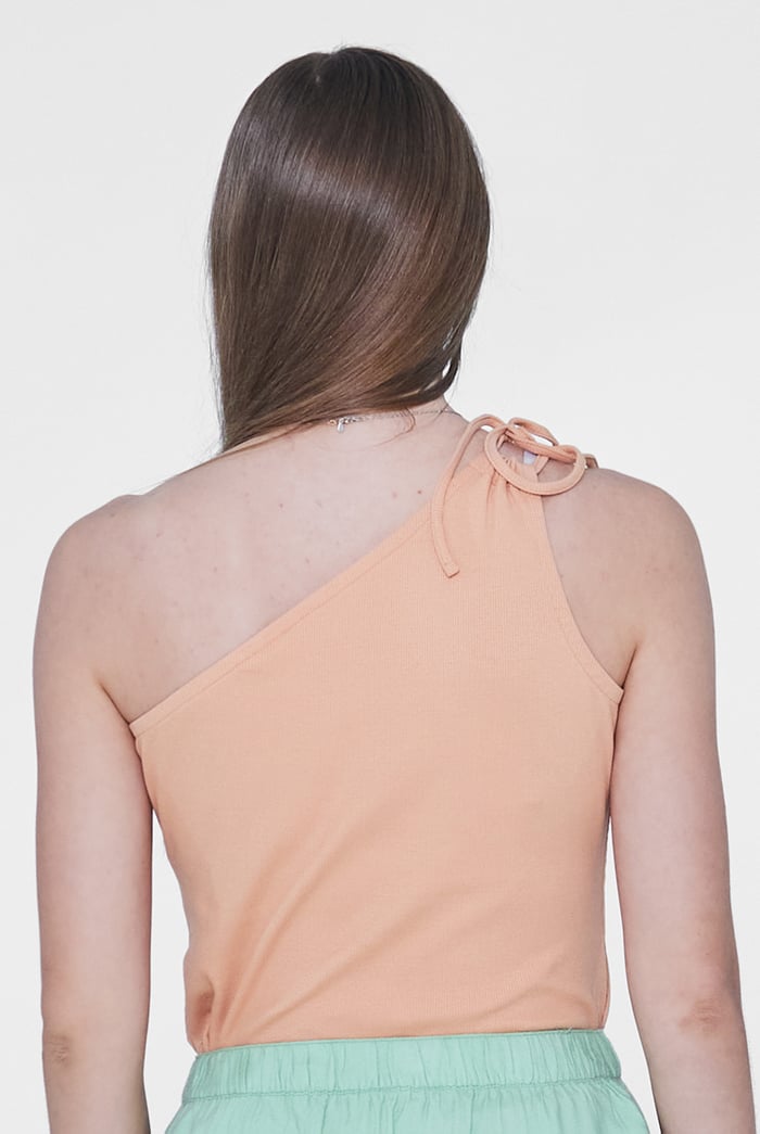 Knotted One Shoulder Rib Vest