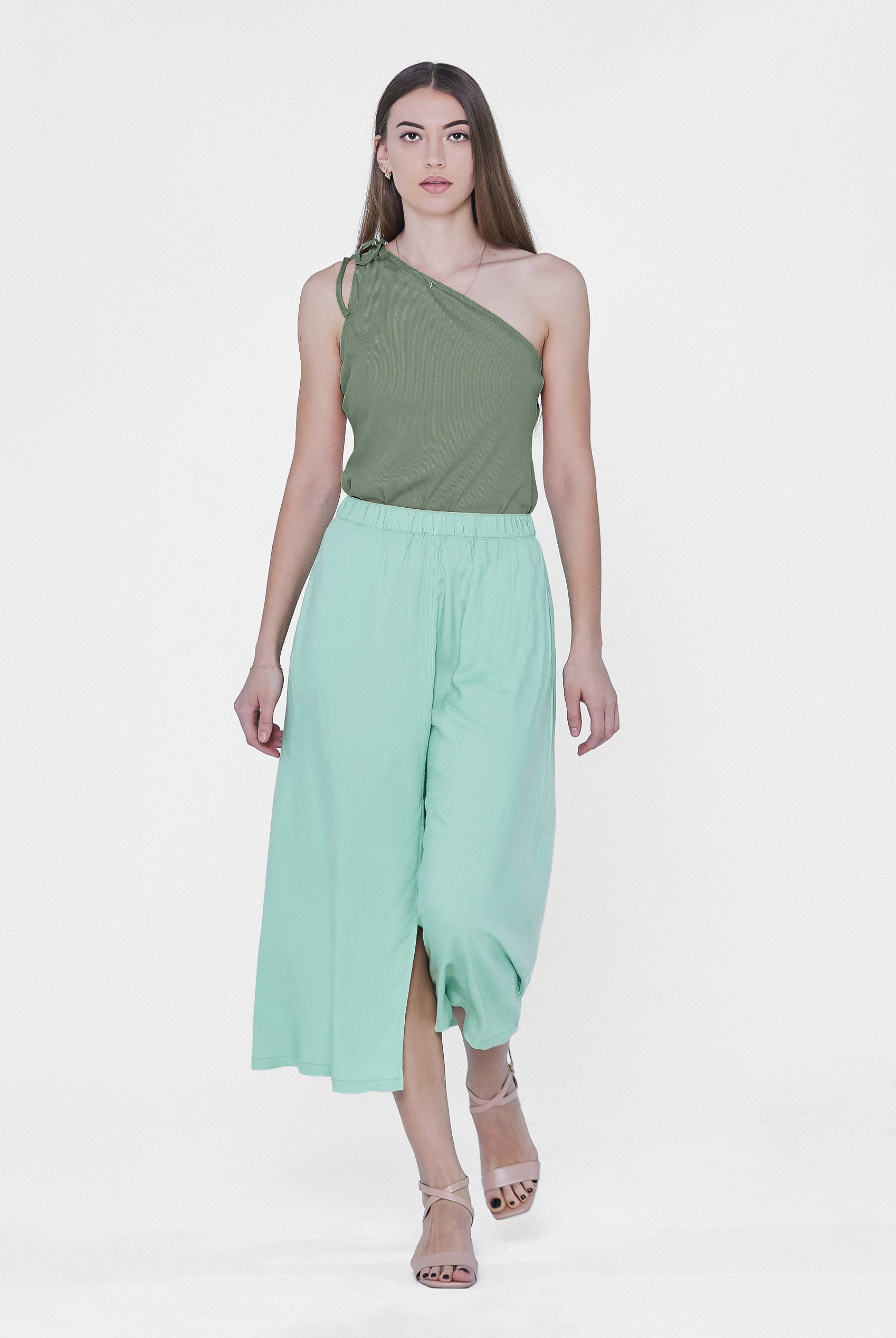 Knotted One Shoulder Rib Vest