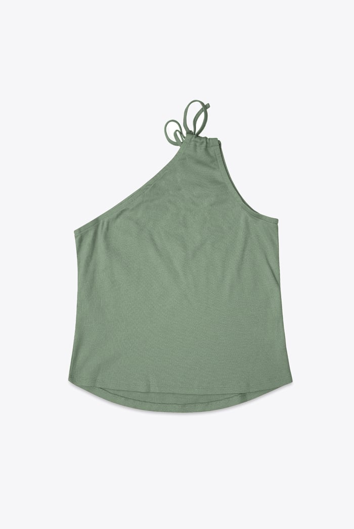 Knotted One Shoulder Rib Vest