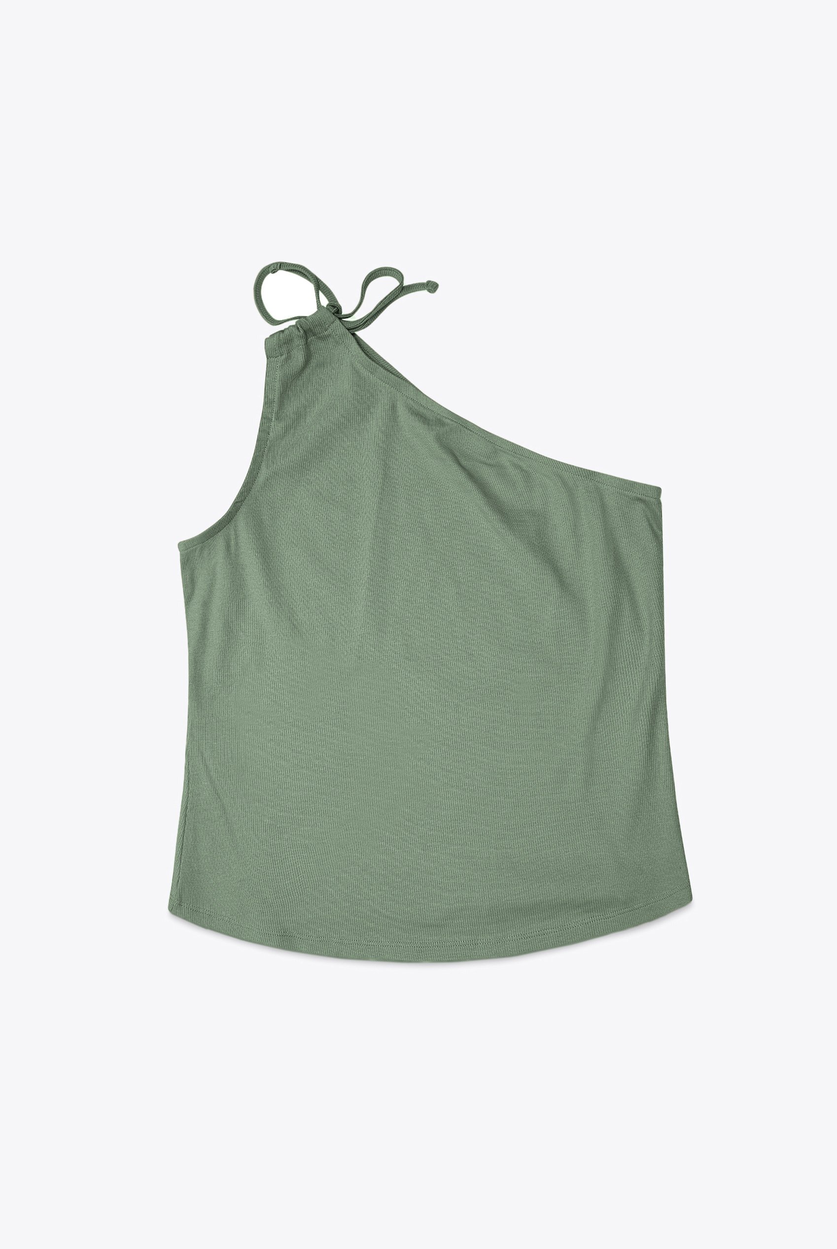 Knotted One Shoulder Rib Vest