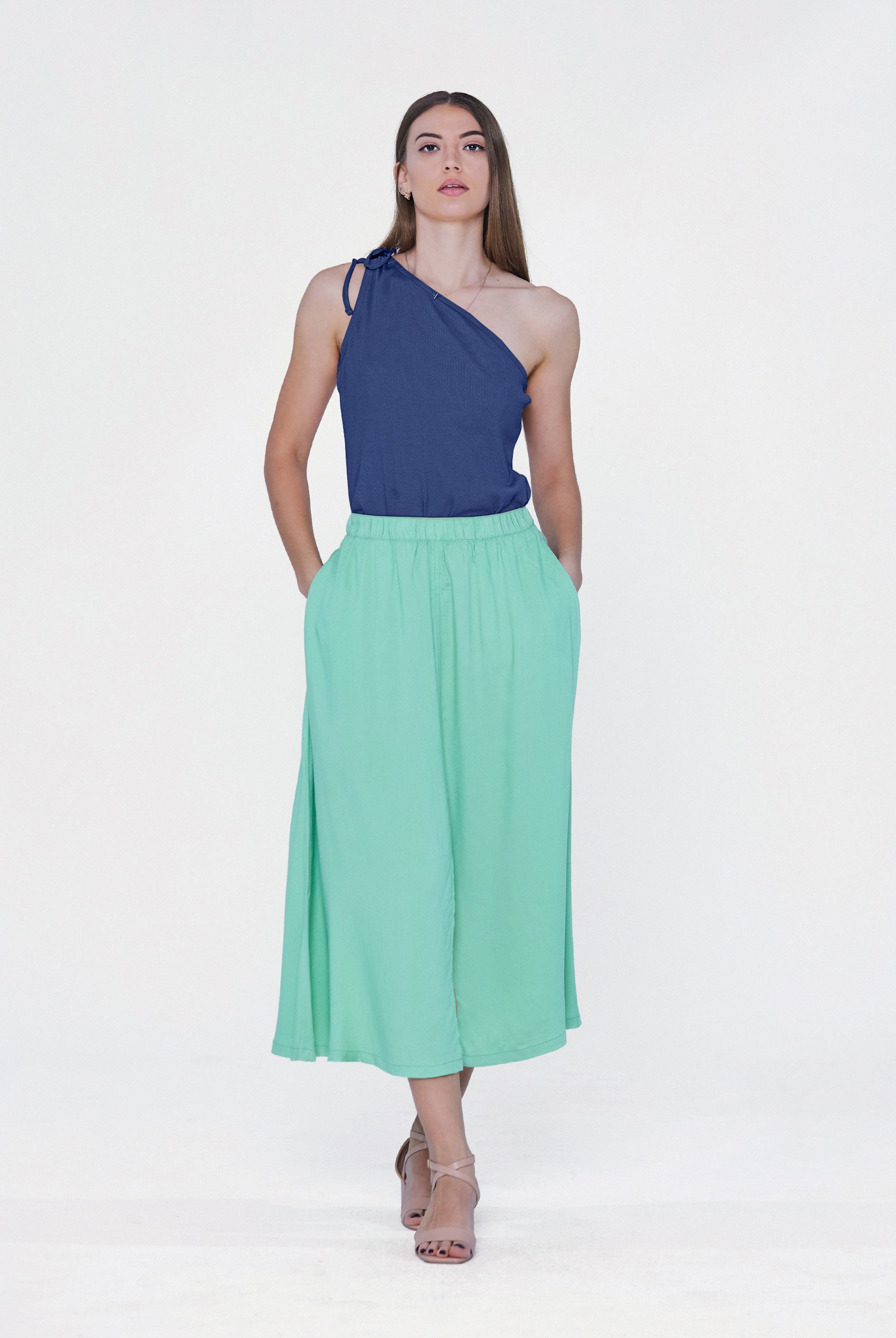 Knotted One Shoulder Rib Vest