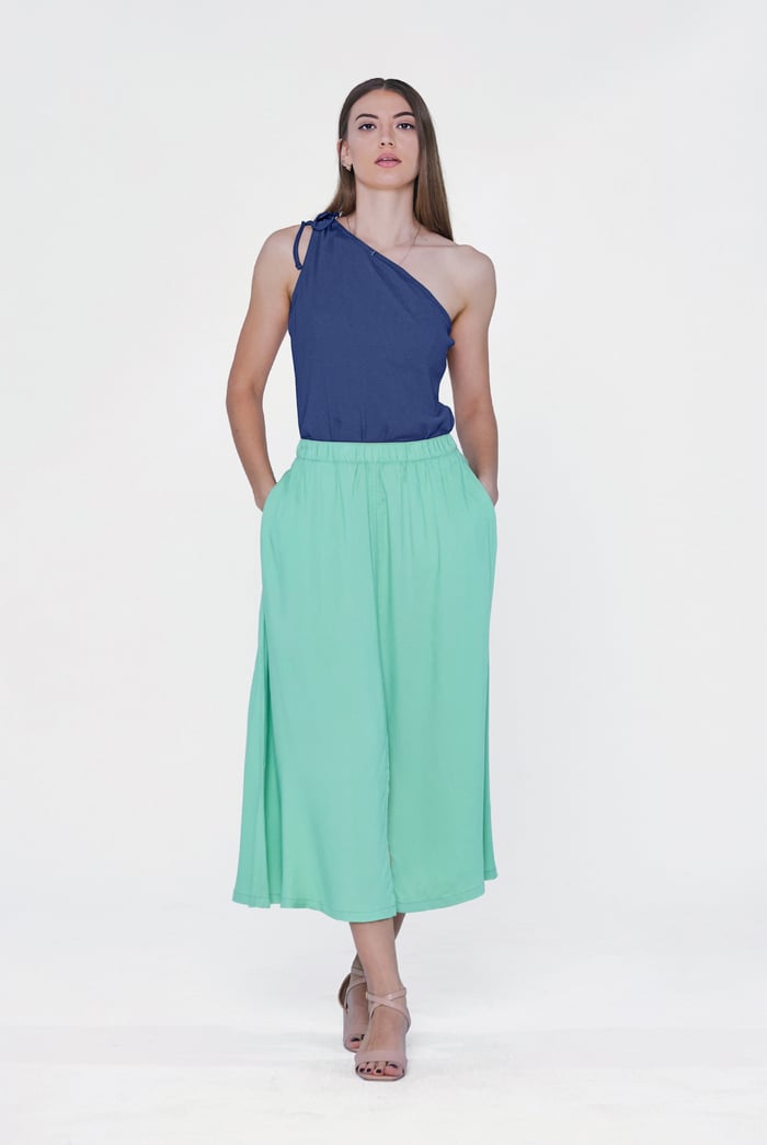 Knotted One Shoulder Rib Vest