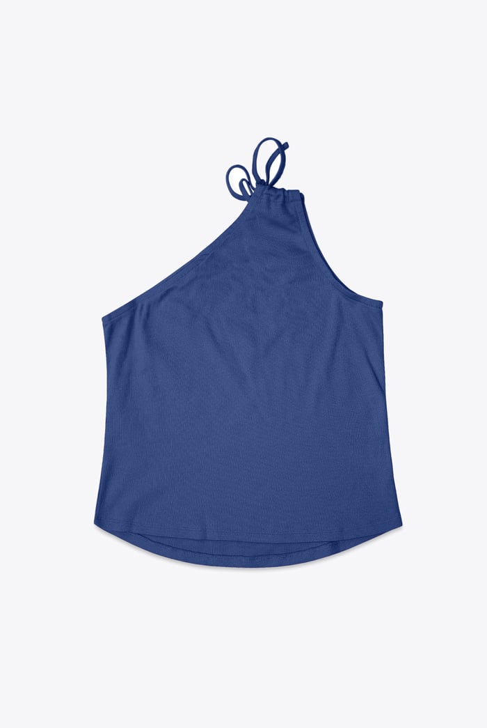 Knotted One Shoulder Rib Vest