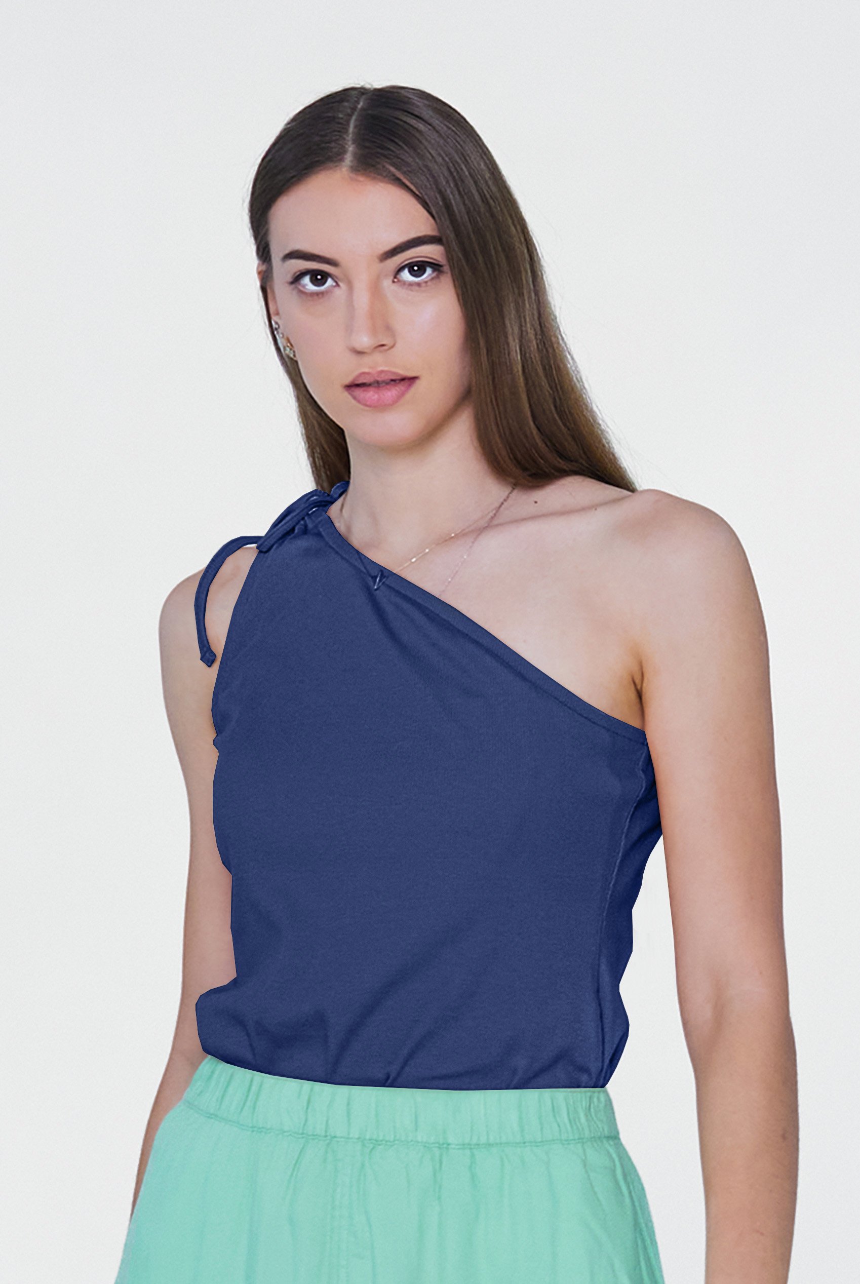 Knotted One Shoulder Rib Vest