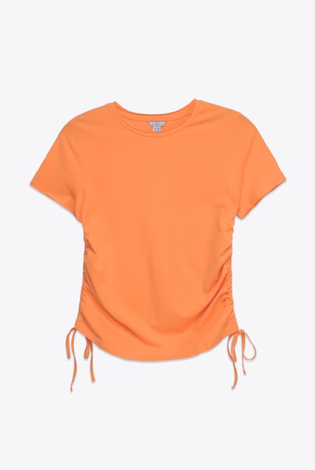 Orange Ruched Side Seam T-Shirt