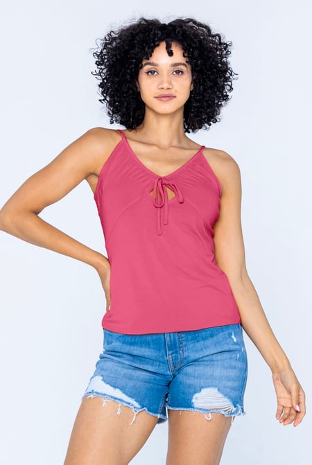 Red Key Hole Tie Detail Cami
