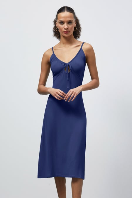 Cream Strappy V-Neck Jersey Dress