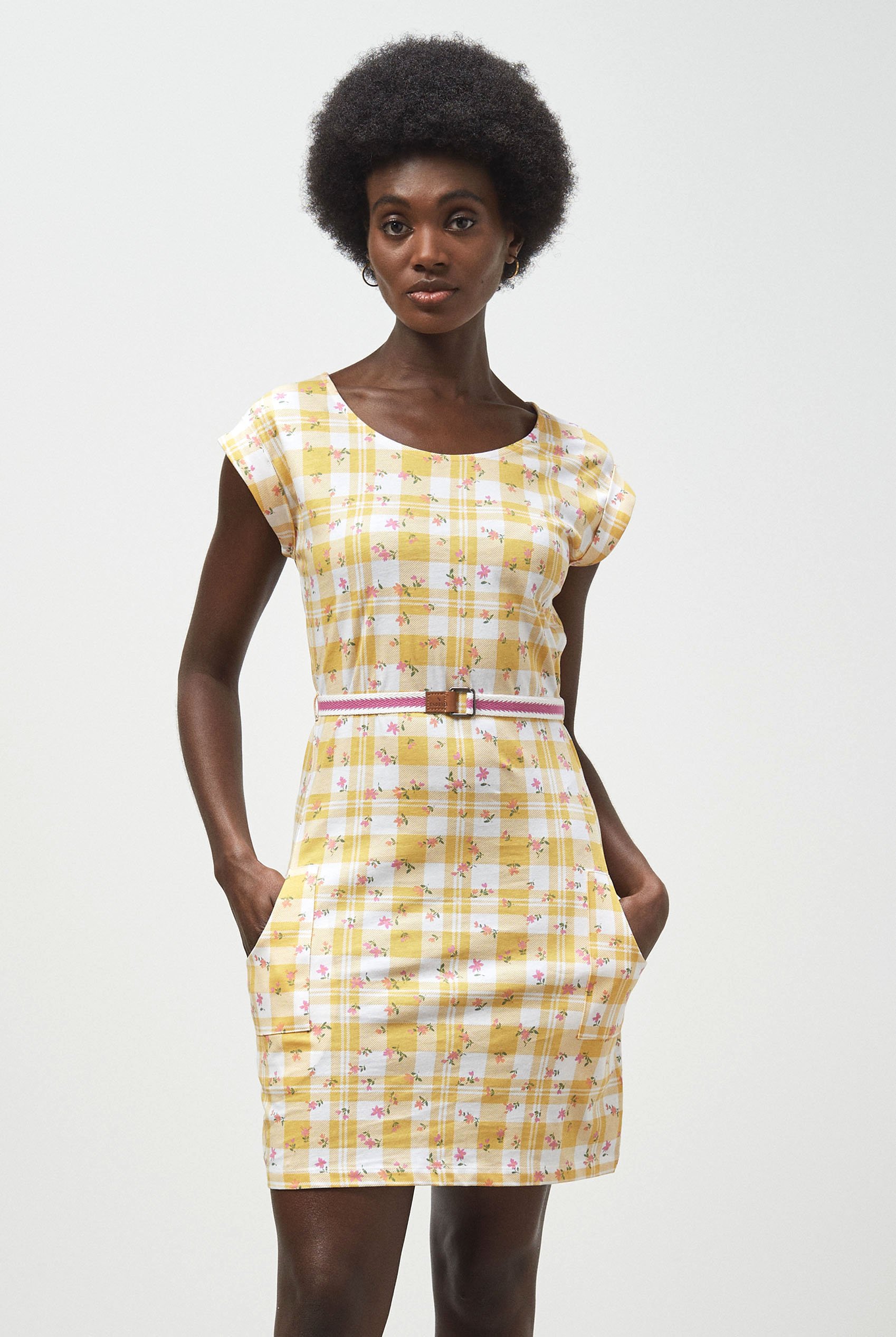 Belted Printed Jersey Dress