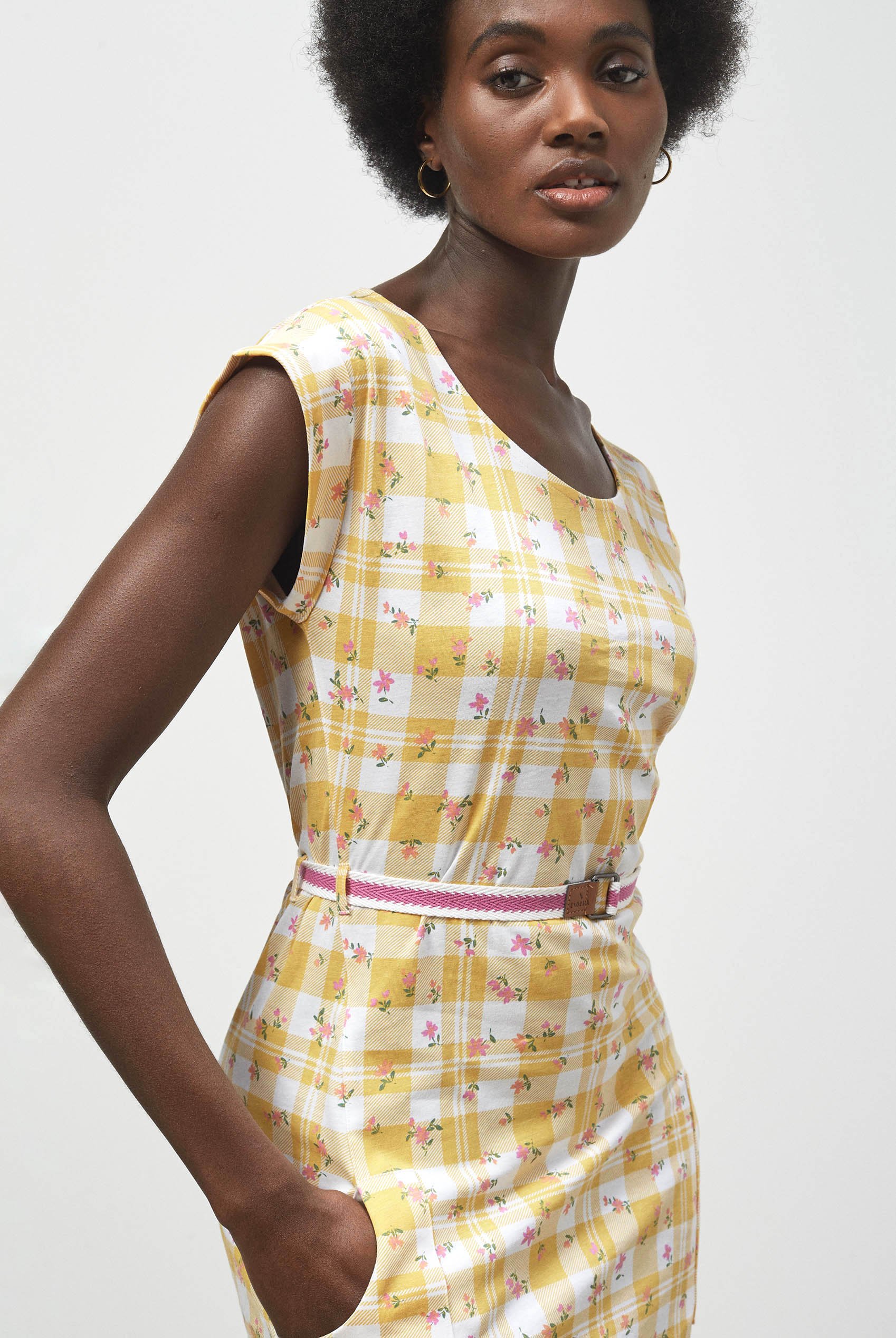 Belted Printed Jersey Dress