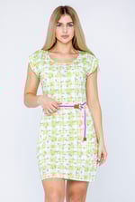 Belted Printed Jersey Dress