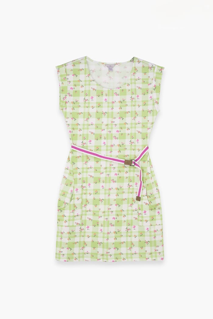 Belted Printed Jersey Dress