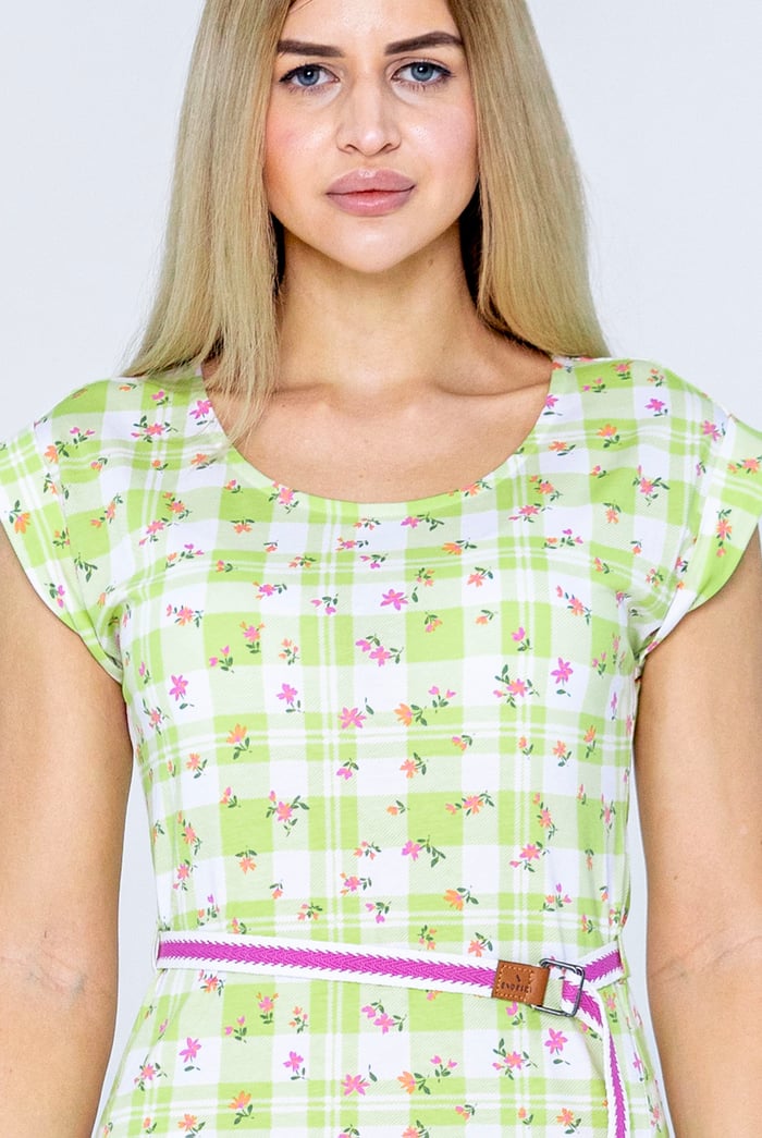 Belted Printed Jersey Dress
