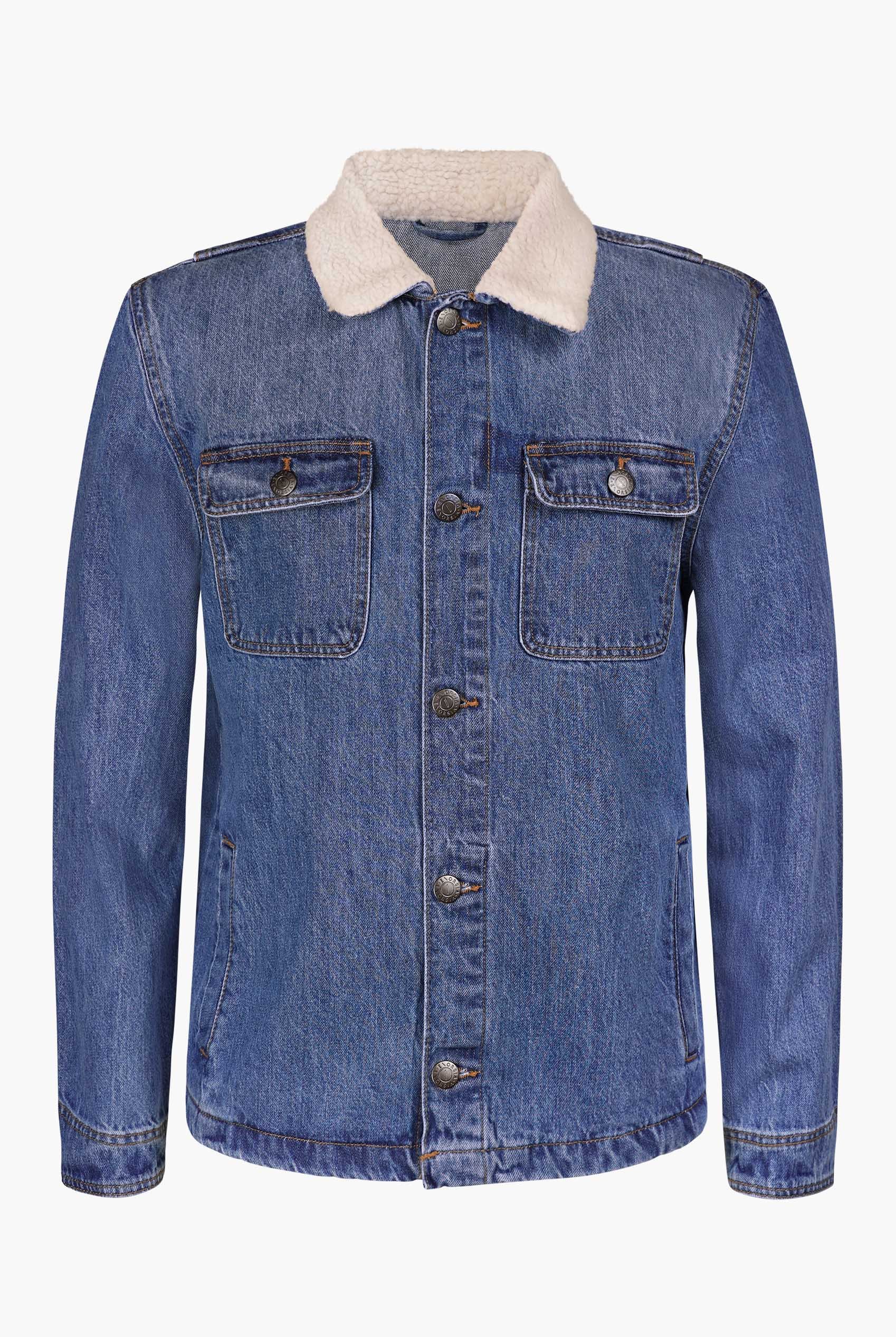 Borg Collar Cotton Denim Tucker Jacket