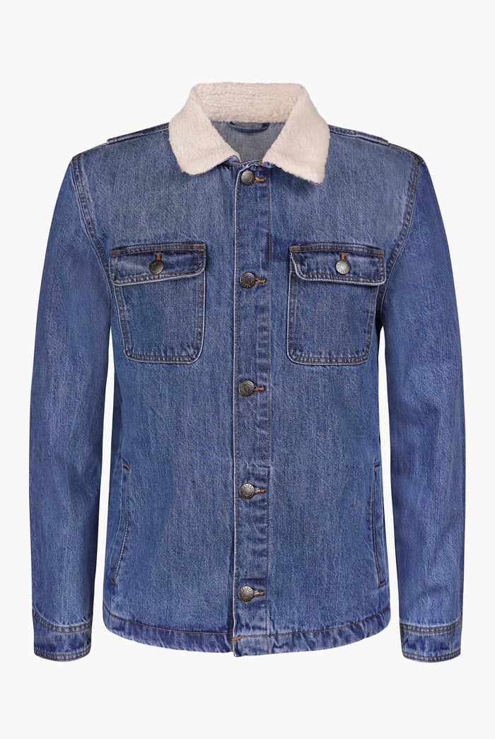 Borg Collar Cotton Denim Tucker Jacket