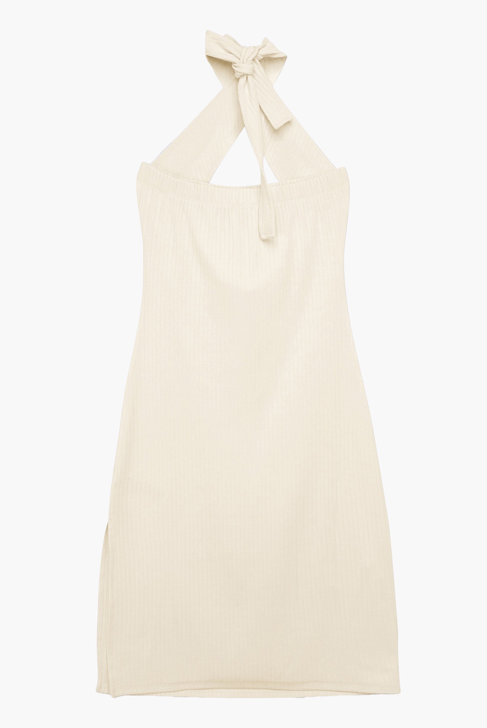 Crisscross Halter Rib Dress with Open Back