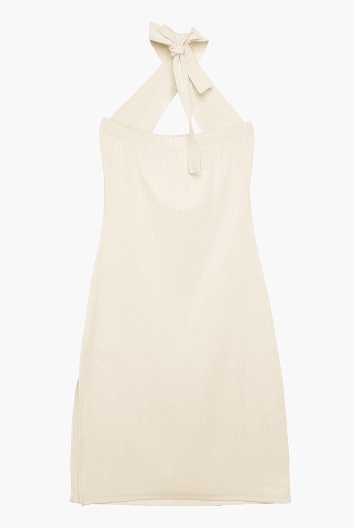 Crisscross Halter Rib Dress with Open Back