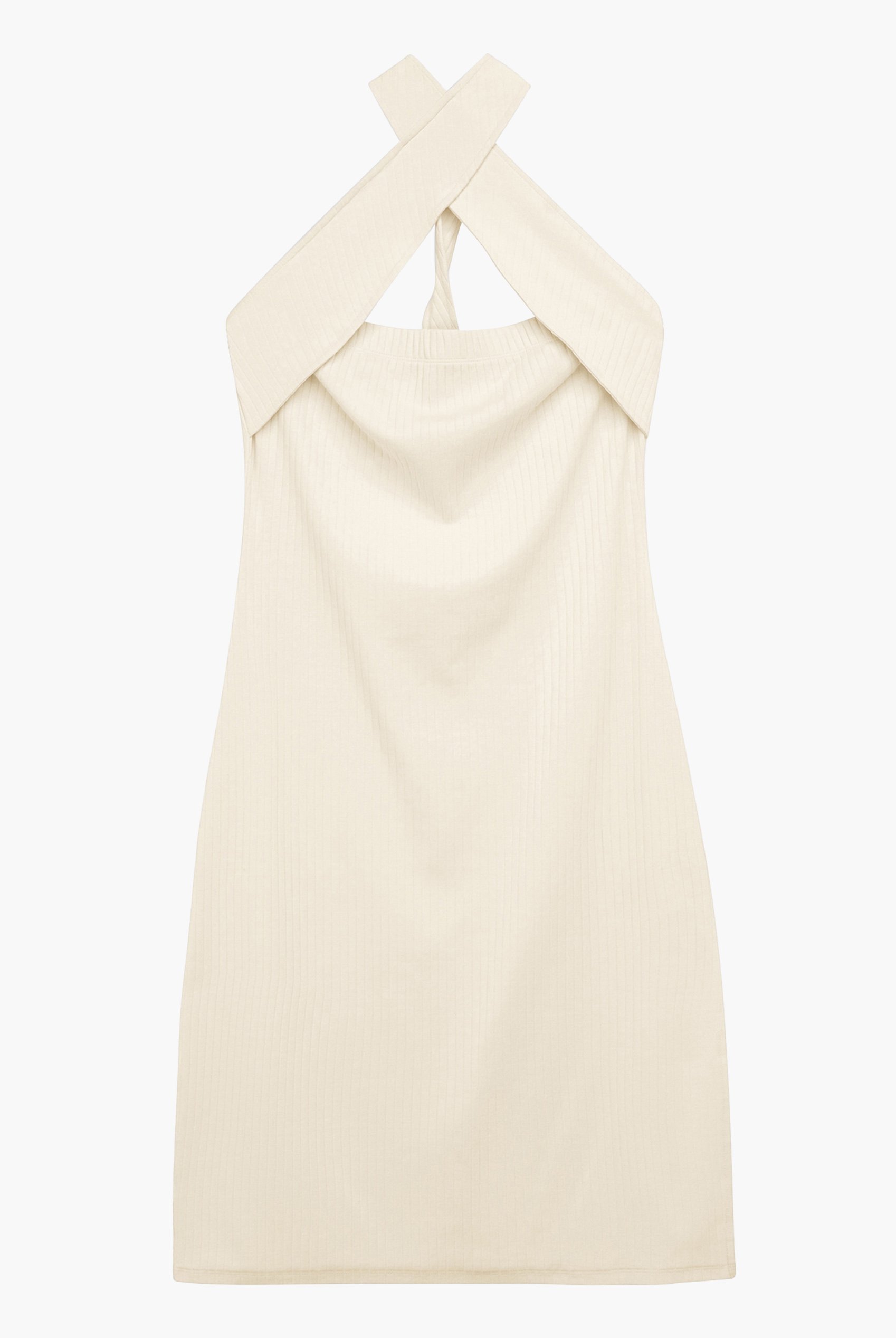 Crisscross Halter Rib Dress with Open Back