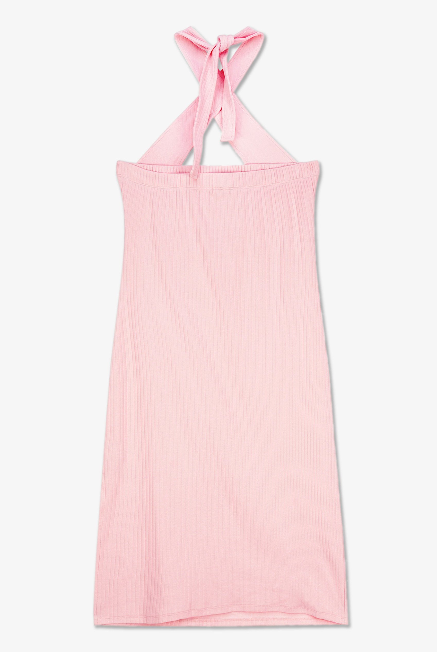Crisscross Halter Rib Dress with Open Back
