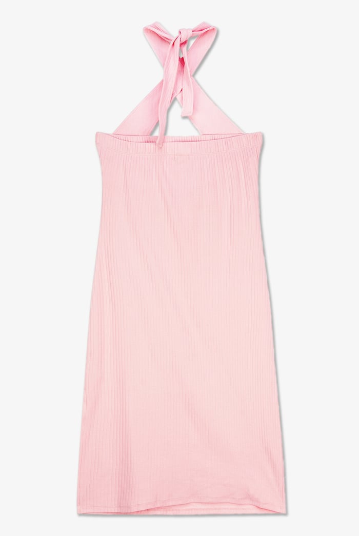 Crisscross Halter Rib Dress with Open Back