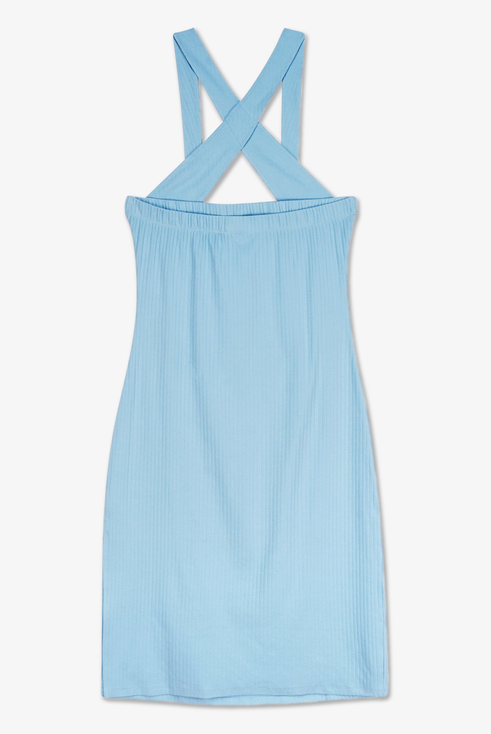 Crisscross Halter Rib Dress with Open Back