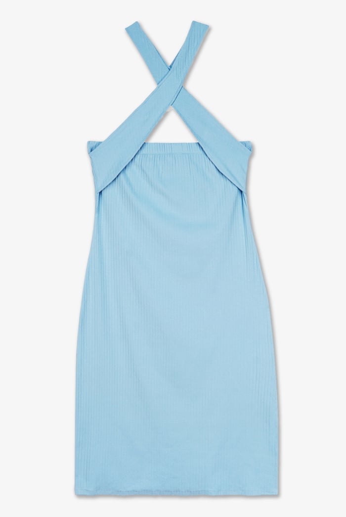 Crisscross Halter Rib Dress with Open Back