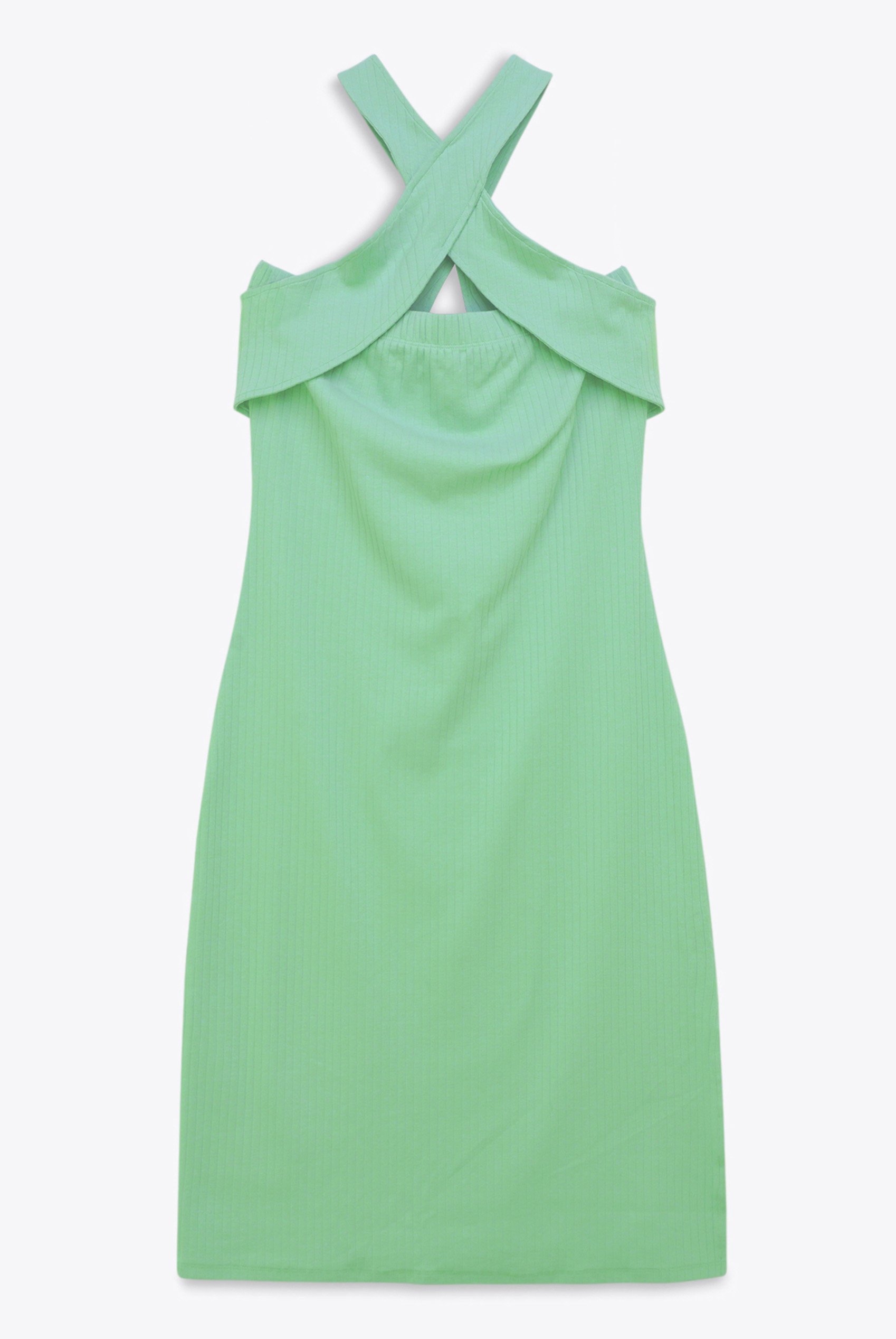 Crisscross Halter Rib Dress with Open Back