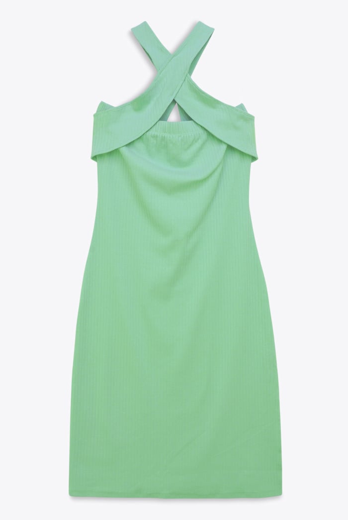 Crisscross Halter Rib Dress with Open Back