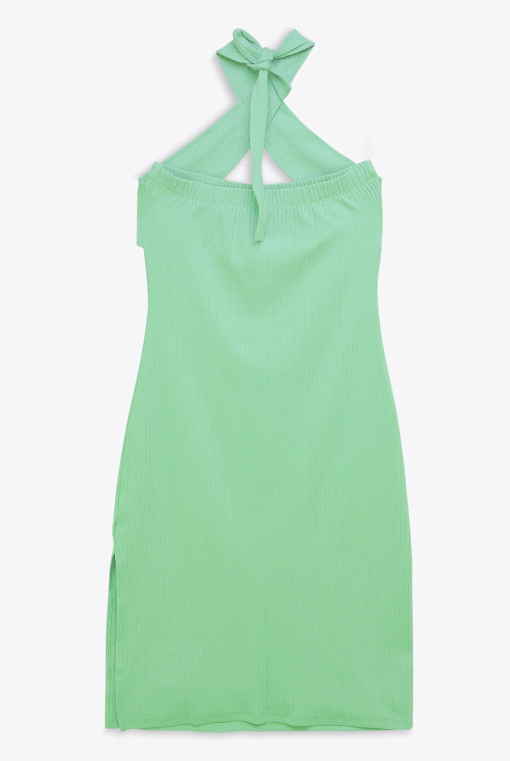 Crisscross Halter Rib Dress with Open Back