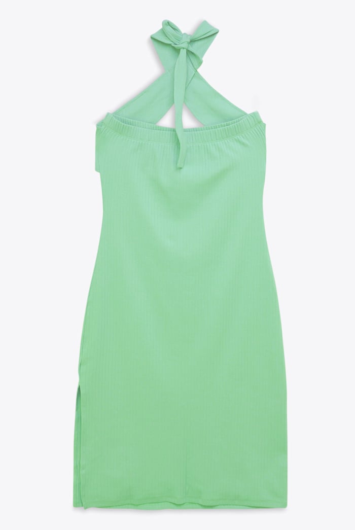 Crisscross Halter Rib Dress with Open Back