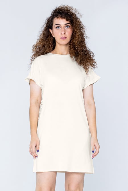 Black Patch Cut Lace Jersey Dress