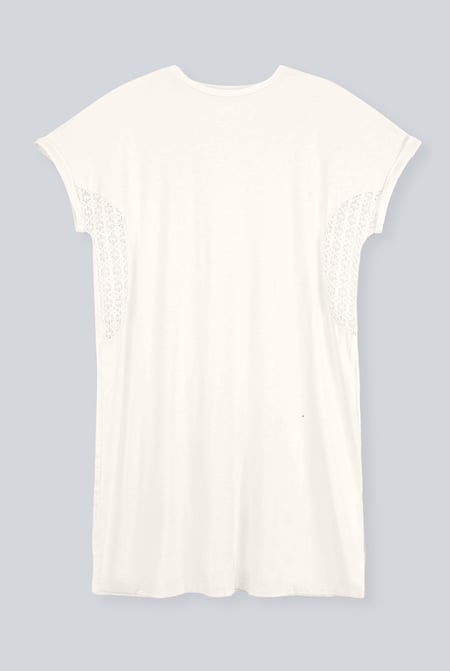 White Patch Cut Lace Jersey Dress