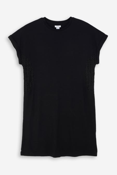 Black Patch Cut Lace Jersey Dress