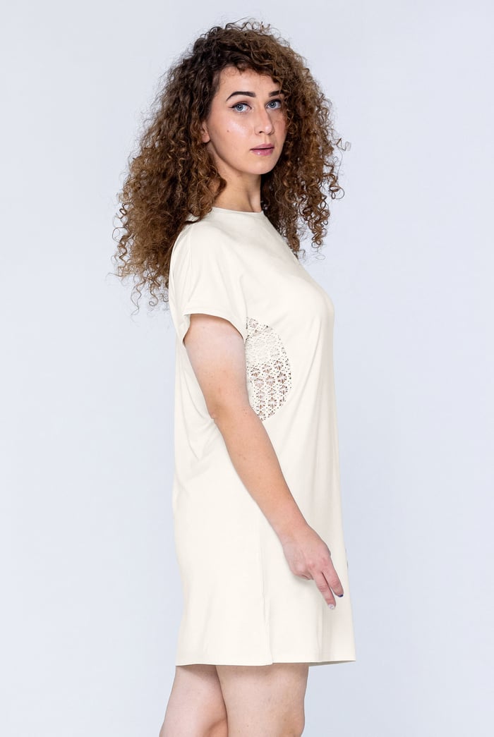 Patch Cut Lace Jersey Dress
