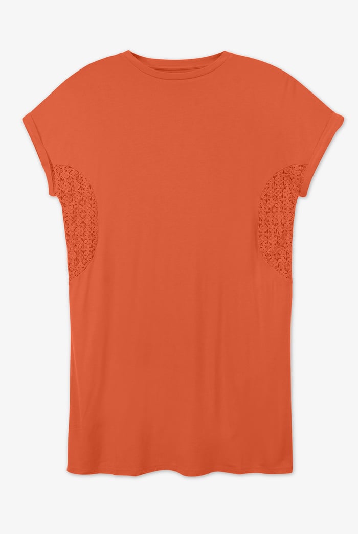 Patch Cut Lace Jersey Dress