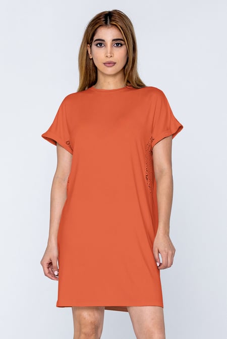 Patch Cut Lace Jersey Dress