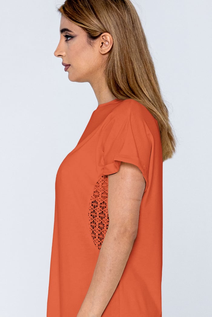 Patch Cut Lace Jersey Dress