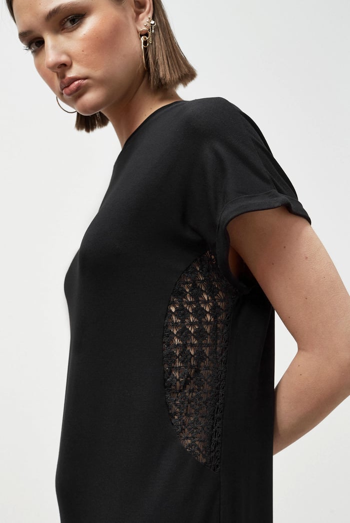 Patch Cut Lace Jersey Dress