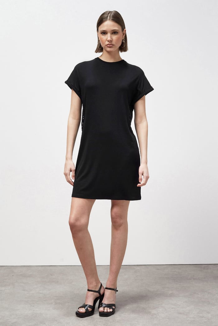 Patch Cut Lace Jersey Dress