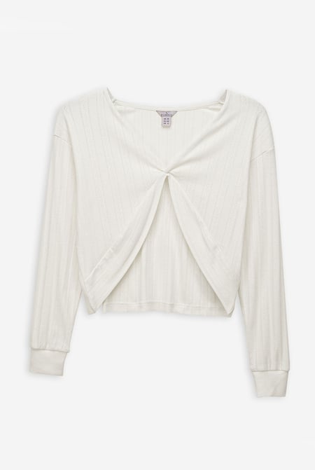 Twisted Front Pin Tuck Jersey Cropped Top