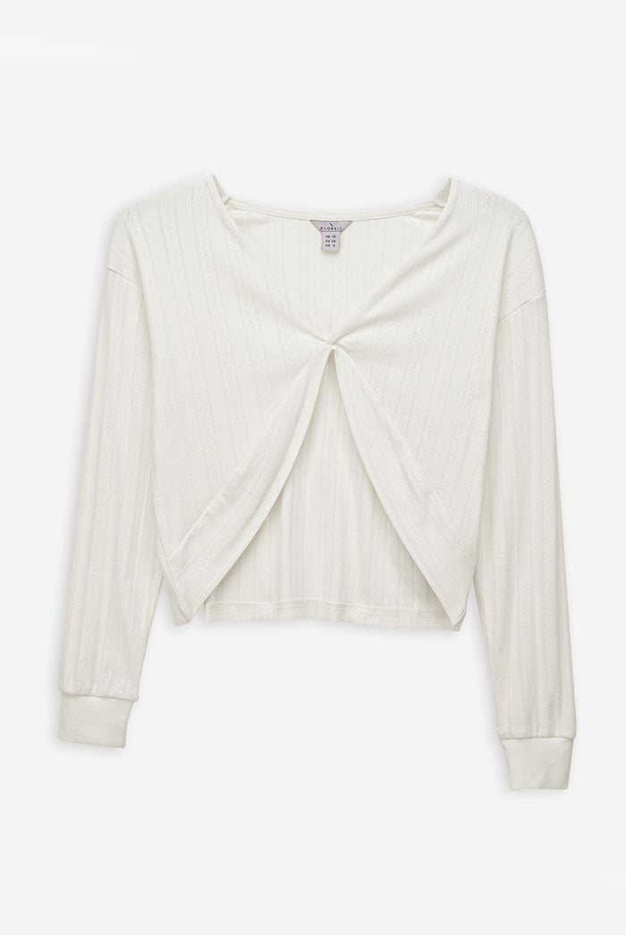 Twisted Front Pin Tuck Jersey Cropped Top
