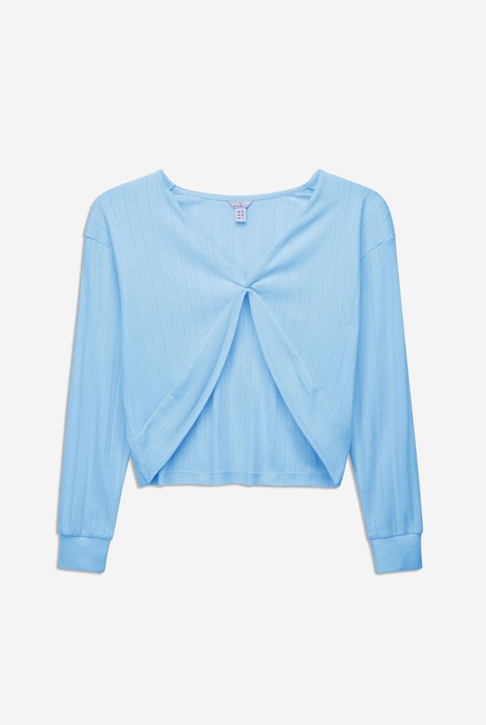 Twisted Front Pin Tuck Jersey Cropped Top