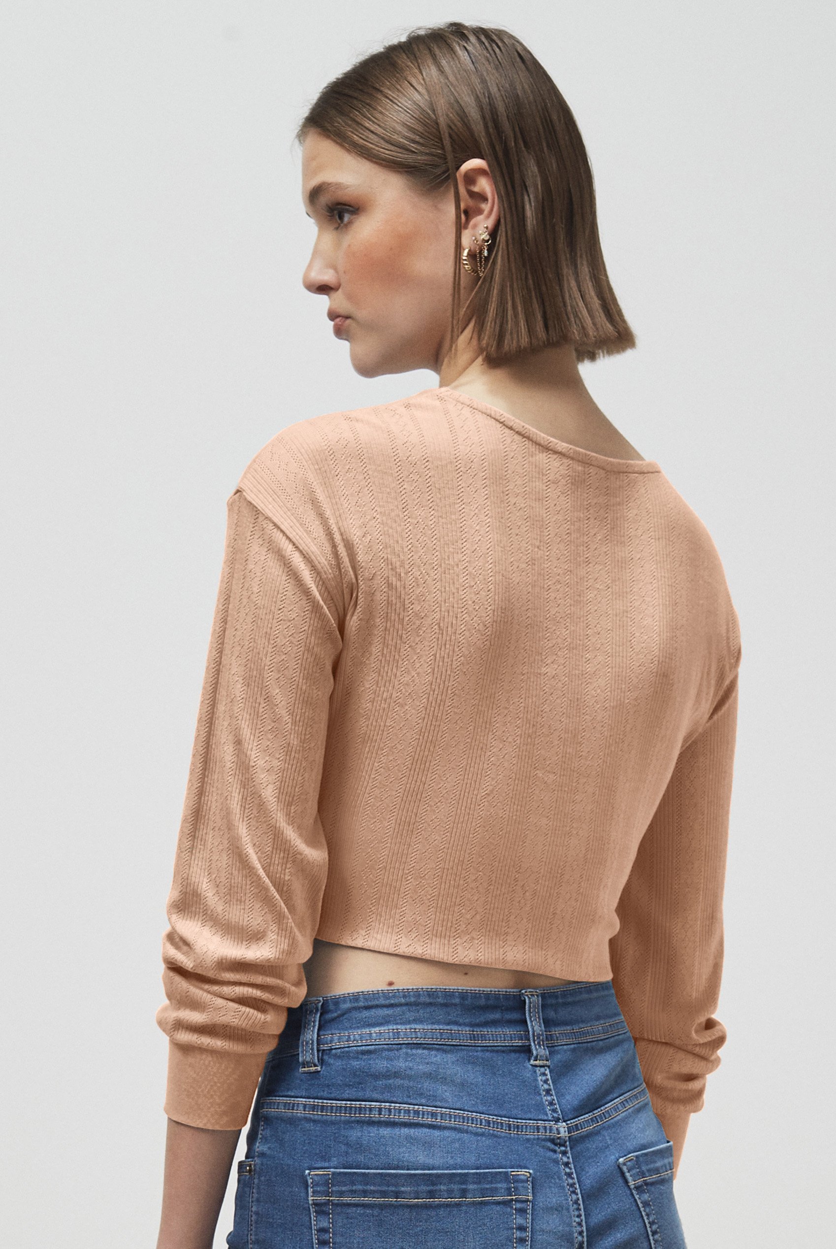 Twisted Front Pin Tuck Jersey Cropped Top