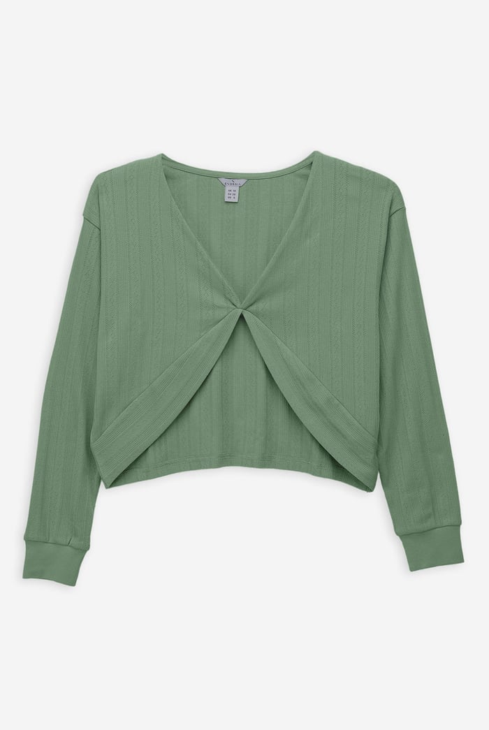 Twisted Front Pin Tuck Jersey Cropped Top