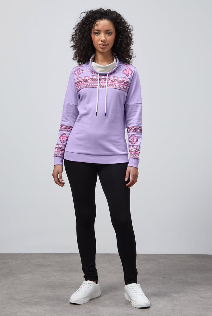 Geo Printed High Collar Sweatshirt