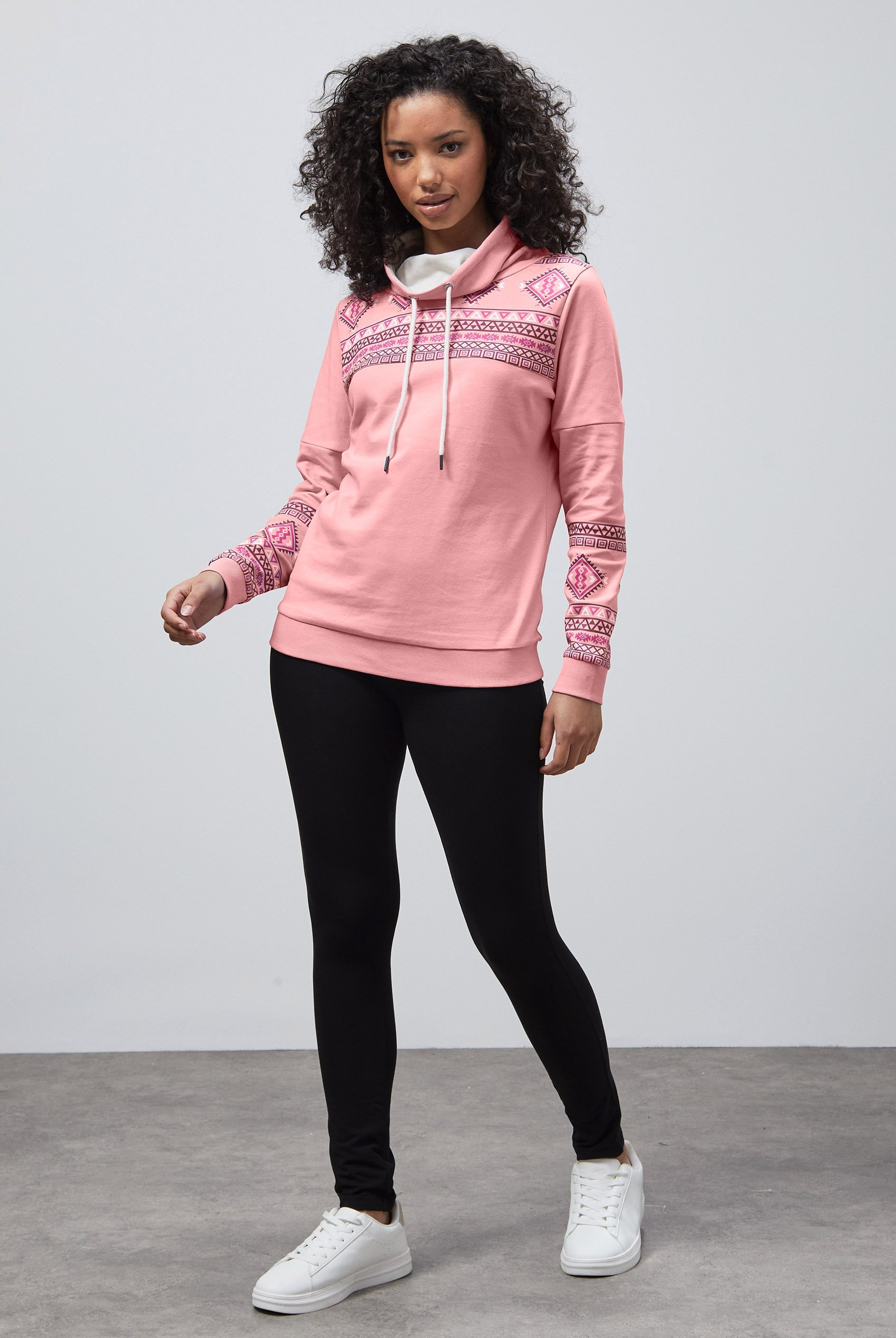 Geo Printed High Collar Sweatshirt