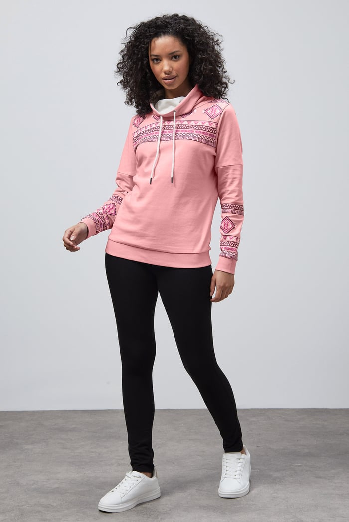 Geo Printed High Collar Sweatshirt