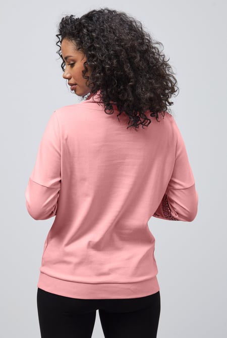Pink Geo Printed High Collar Sweatshirt