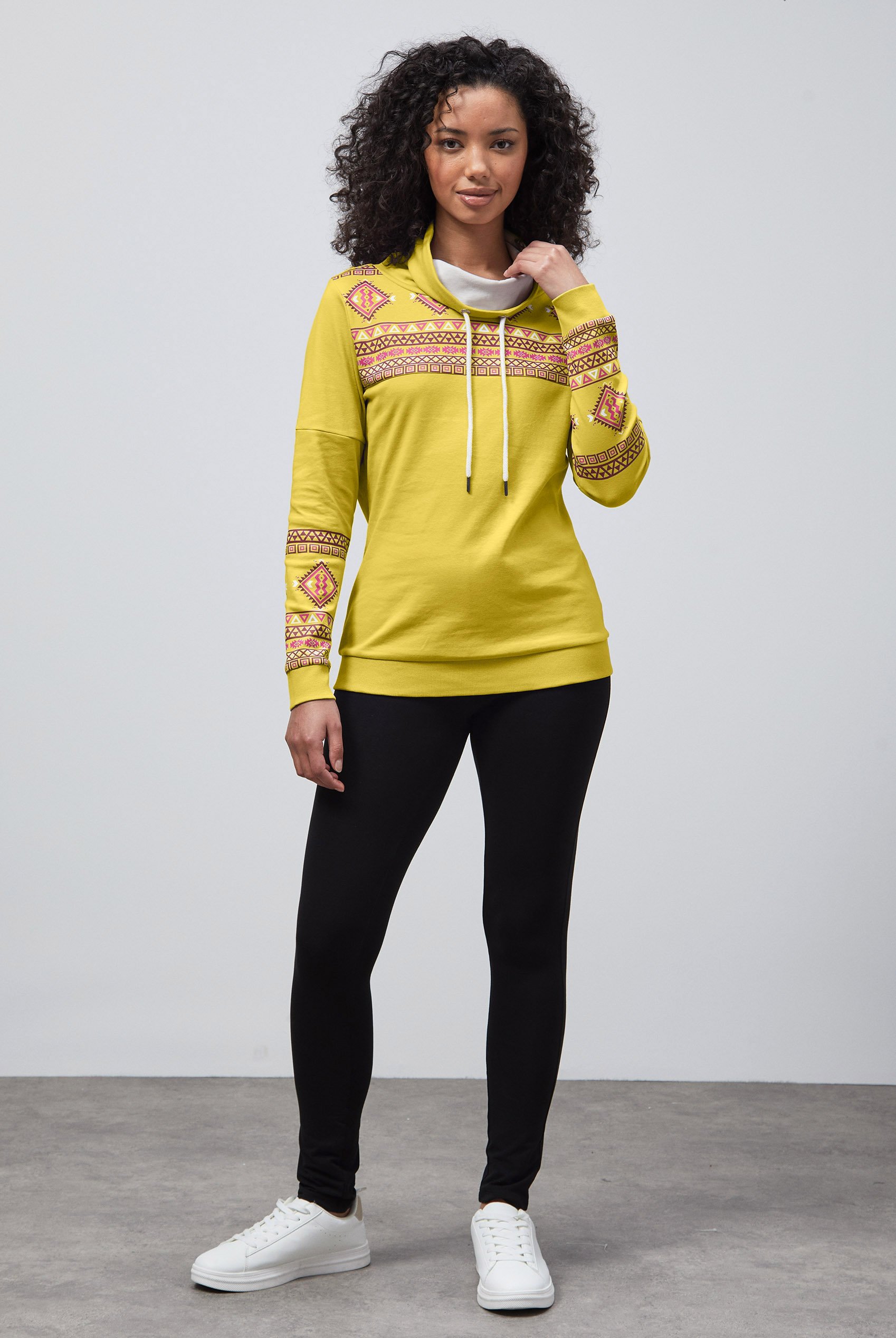 Geo Printed High Collar Sweatshirt
